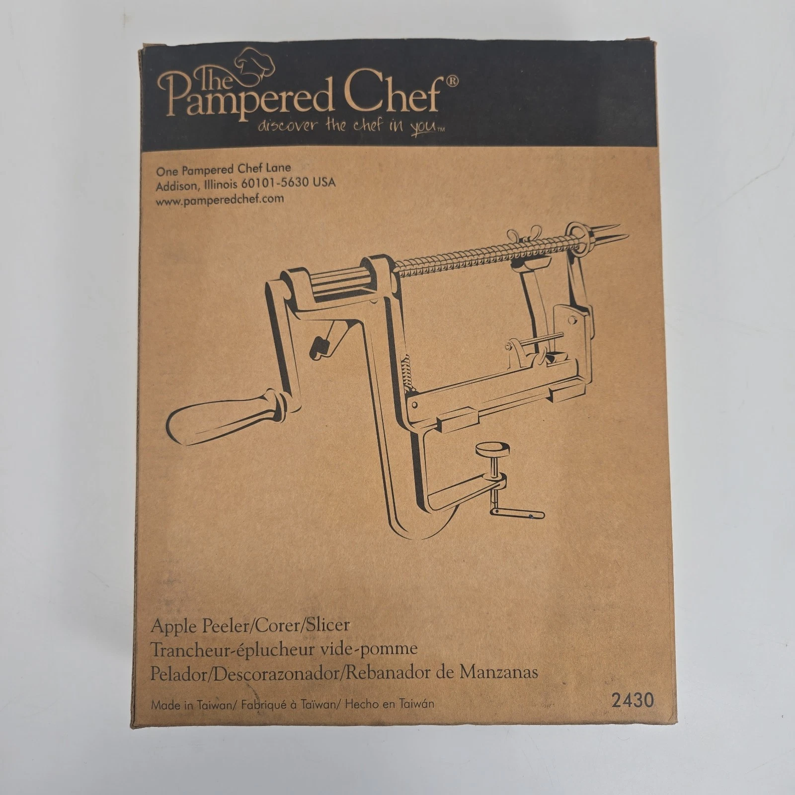The Pampered Chef Apple Peeler Corer Slicer #2430 Manual Clamp-On Tool