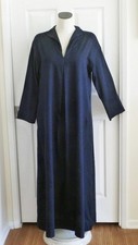 Ocean+Main Black Navy Cotton Front Pleat Caftan Maxi w/Pockets S/M $355 USA Made