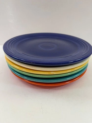 6 Vintage Fiesta Ware 7.5 In Salad Plates Original 6 Colors HLC Homer Laughlin