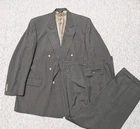 vintage USA made 2PC SUIT double breasted 50L 42x34 green PLAID sage 1990s