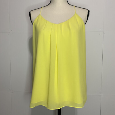 Style Loft Small Yellow Racerback Flowy Gold Button Back V-Neck Tank Lined