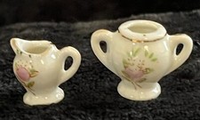 Vintage Porcelain Miniature Cream and Sugar bowl set, doll house - 234A1