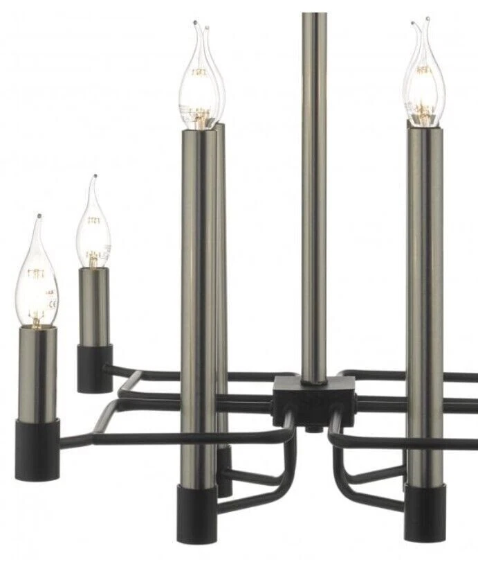RP260Isambard 8 Light Ceiling Pendant In Black Iron Work And Satin Chrome Finish - Image 4 of 4