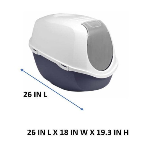 Enclosed Cat Litterbox Bathroom Laundry Room W/Side Clasps Navy & White Reusable - Picture 8 of 8