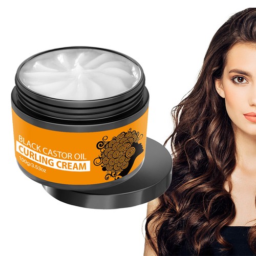 Curling Cream Natural Curl Enhancer Moisturizing Castor Oil Cream Frizz applied
