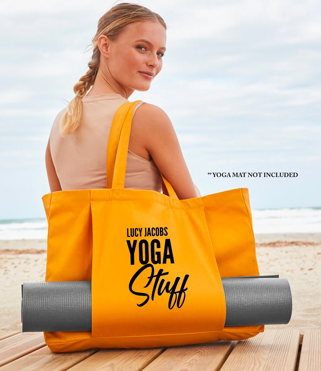 Personalised Name Yoga Stuff Organic Yoga Tote Bag, Custom Yoga