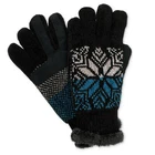 ISOTONER Black Blue Split Snowflake Chenille smarTouch Microluxe Tech Gloves O/S