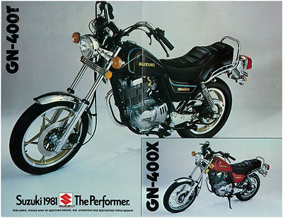 SUZUKI Brochure GN400 GN400T GN400X 1981 1982 Sales Catalog