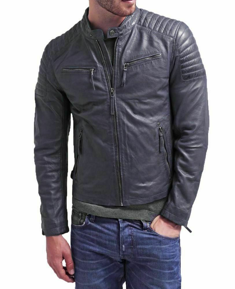 Chaqueta auténtica de cuero real de piel de cordero original para hombre Chaq...