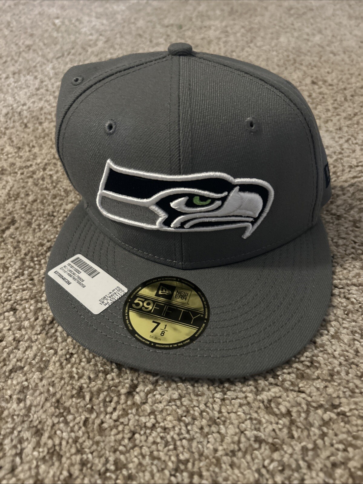 New Seattle Seahawks New Era 59Fifty  Fitted Hat 7 3/8 Grey NFL gray