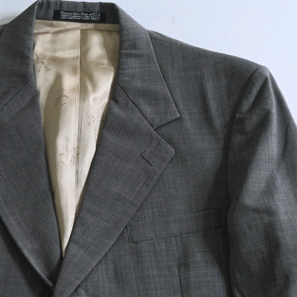 Harold Powell 40R 34 x 28 серый птичий глаз шерсти Мужская куртка брюки костюм - Изображение 3 из 4