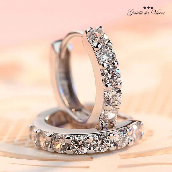 2X ORECCHINI DONNA ARGENTO 925 INCISO CHIUSURA CLIP ZIRCONI MATRIMONIO yb - Immagine 3 di 4