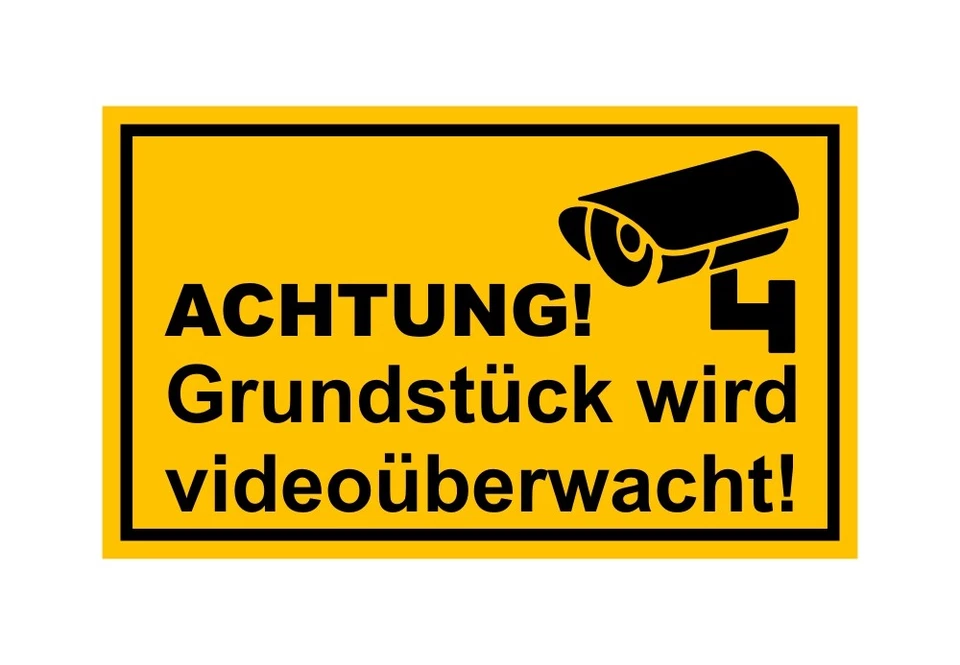 HAAS Schild Achtung Grundstück wird videoüberwacht gelb Kunststoff 250x150mm [#1377]