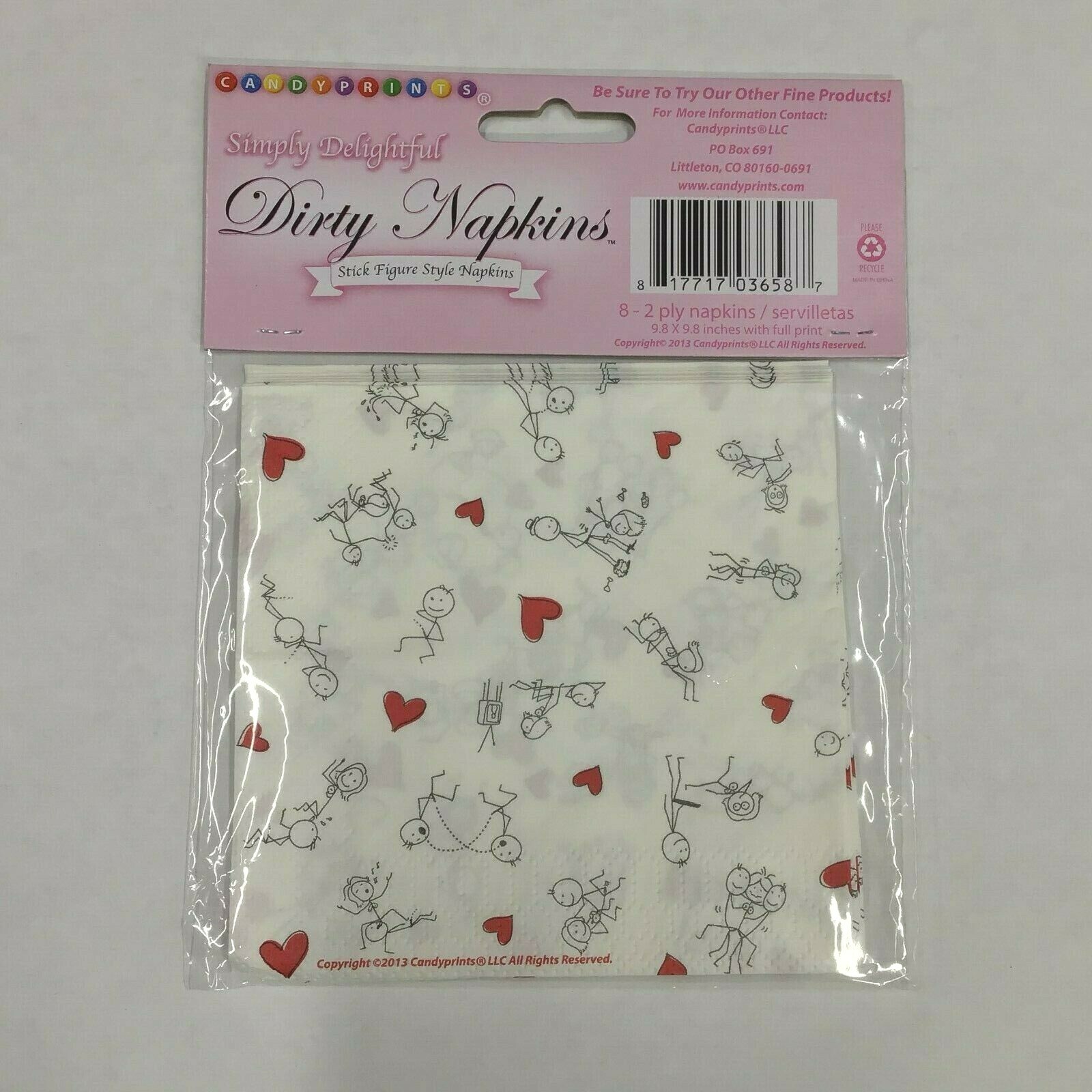 Dirty Cocktail Napkins Sexy Couple Stick Figure Style 8pk 2 Ply Adult