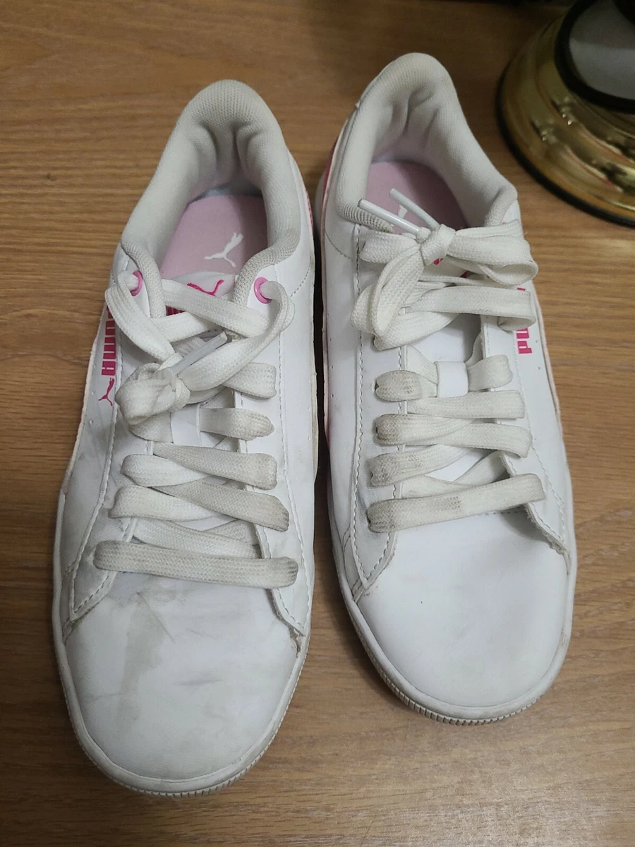 White pumas with pink stripe cheap