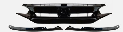 Fits 2019-2021 Honda Civic Sedan Coupe Full Glossy Upper Mesh Grille W/Molding