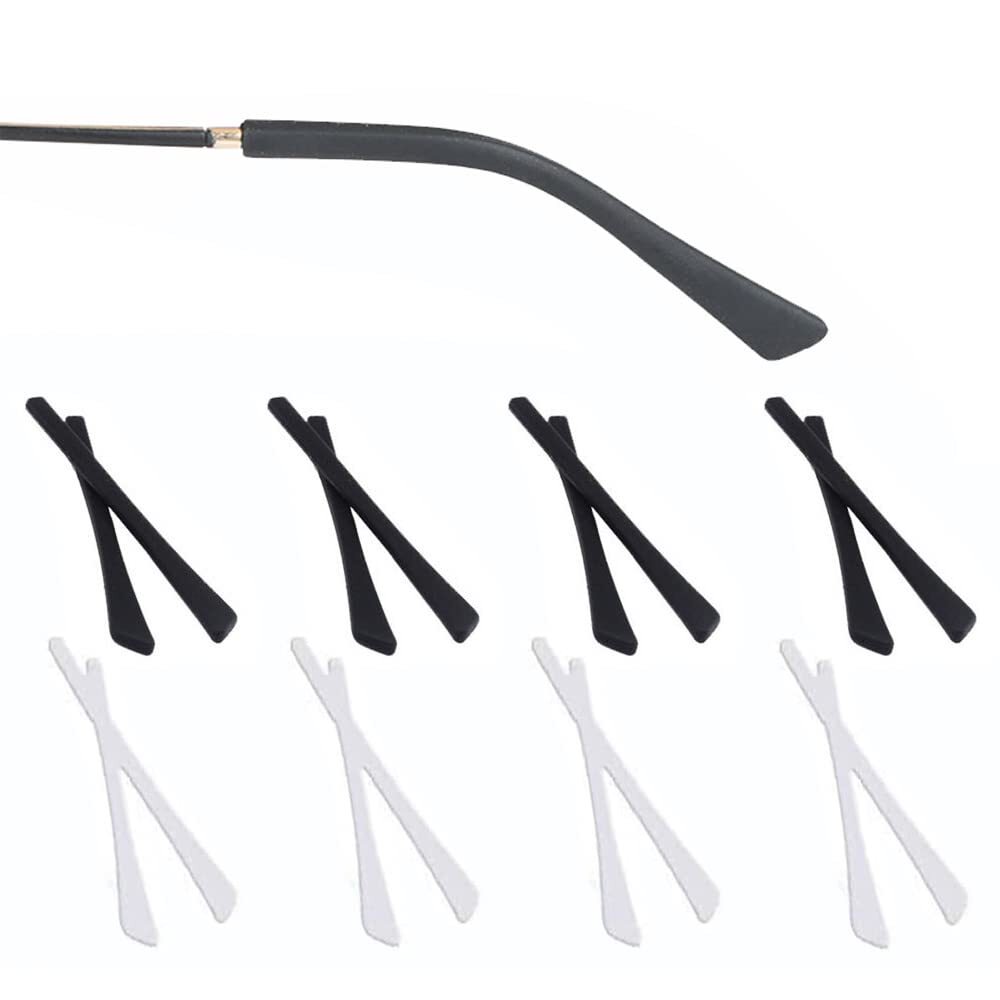8 Pairs Eyeglass Replacement Temples Silicone Eyeglass End Tips Ear Sock Piec...