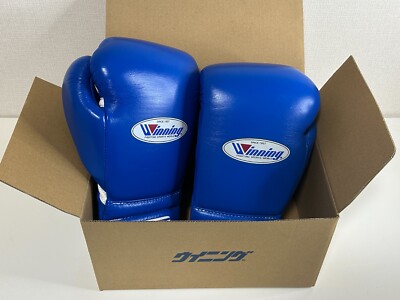 Blue 12oz Winning Professional Boxing Lace-up Gloves made in Japan