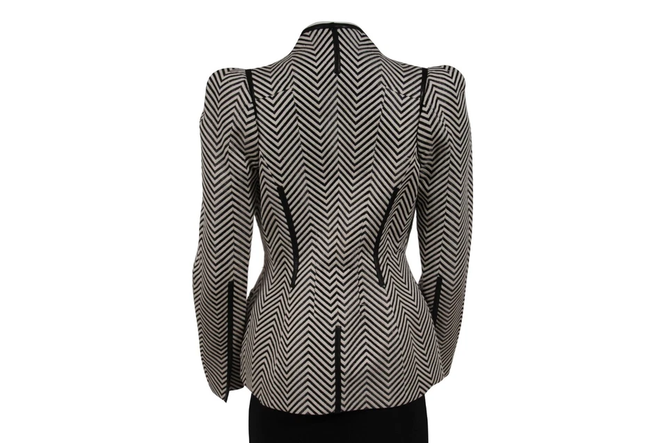 Casaco blazer Tom Ford Herringbone Jacket IT 42 preto branco nylon mistura de algodão - Imagem 2 de 4