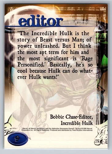 Hulk #9 1998 Skybox Marvel - Picture 2 of 2