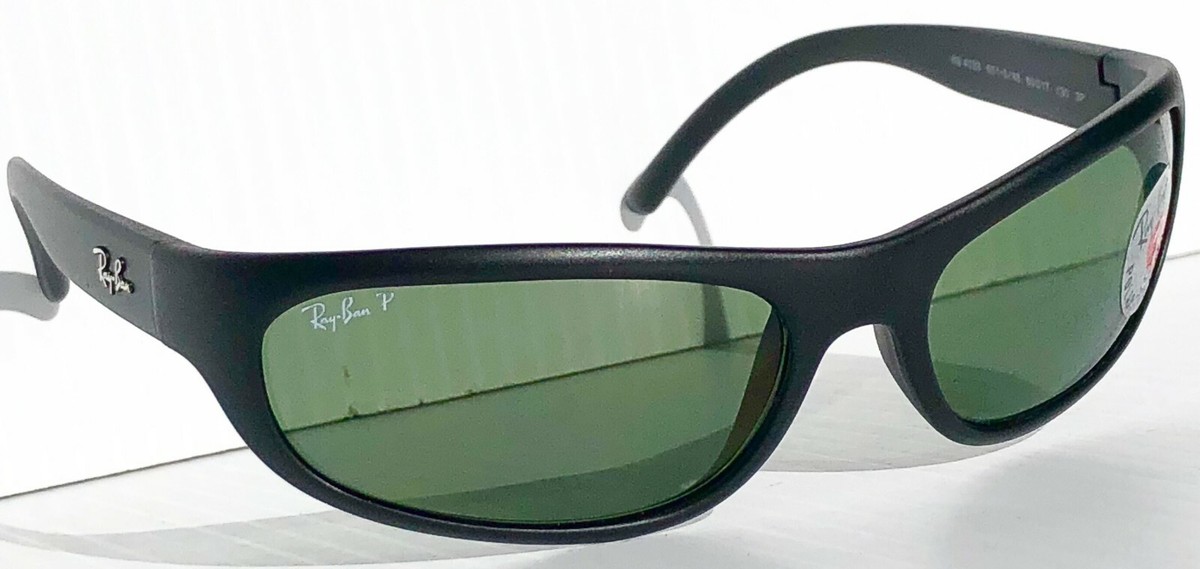 NEW* Ray Ban Sport wrap Matte Black w POLARIZED Green Lens NEW* Ray Ban Sport wrap Matte Black w POLARIZED Green Lens
