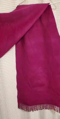 Lafayette 148 New York Shawl Angora Wool Pockets Fringe One Size Luxe Framboise