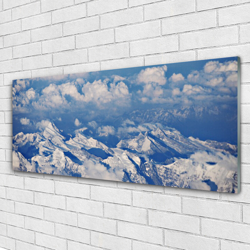 Impression sur verre acrylique paysage montagnard 125x50 pour bureau zen