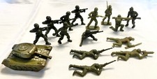 Marx Vintage Army Men Toy Soldier Lot and Small Friction Army Tank