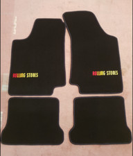 Teppich Fußmatten 4-teilig  VW Golf 3 Velour Schwarz mit Rolling Stones