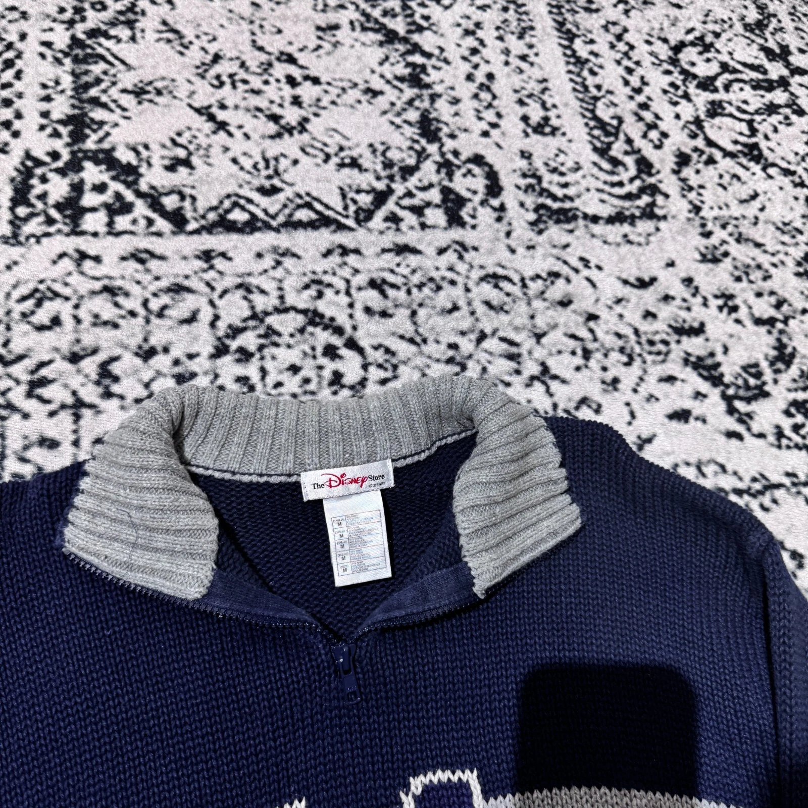 GUCCI Maglione mezza zip cotone navy unisex Disney vintage taglia L Y2K anni 90 Topolino Lo