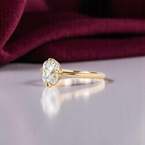2.00 Ct Cushion Cut Old Mine Cut Diamond Ring IGI GIA Lab Grown 18K Yellow Gold - Picture 4 of 10