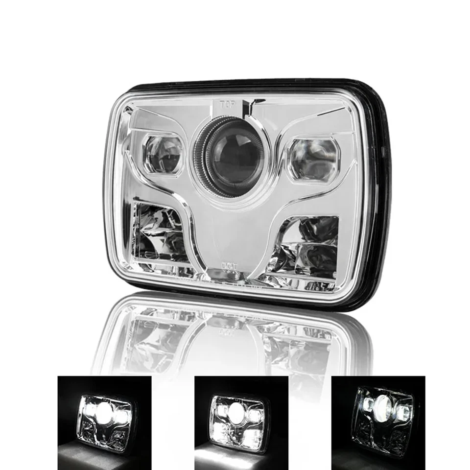 Прямоугольная герметичная хромированная светодиодная фара дальнего/ближнего света 5x7 дюймов - Изображение 3 из 4