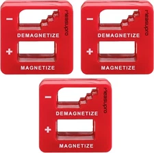 Demagnetizer and Magnetizer - Red - 3 Pack - for Screwdrivers Tips, and Bits
