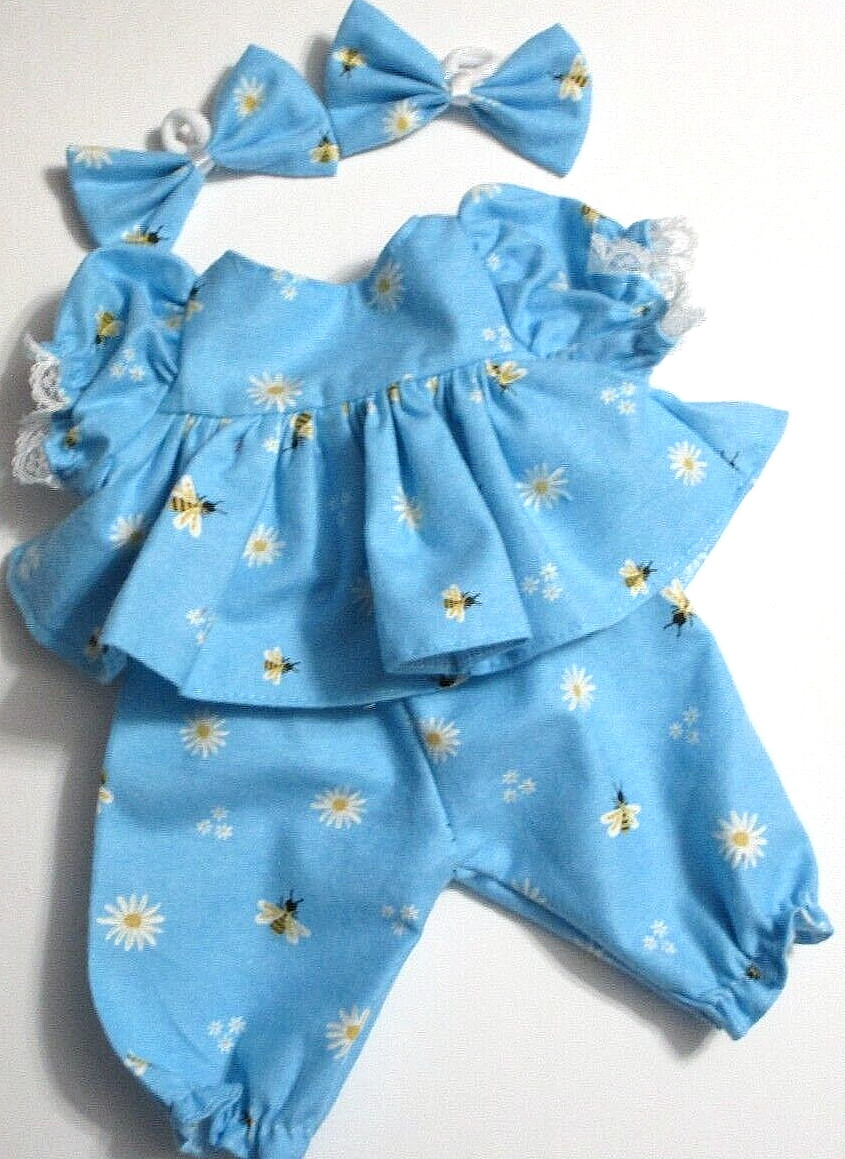 Cabbage Patch Doll Clothes: Fit 16" Doll: Turquoise Pajama Set: 4Pc