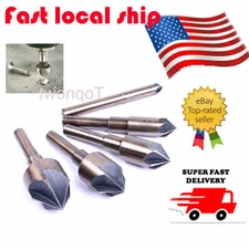 US 5Pc 5 Flute Countersink Drill Bit Set HSS4341 82° Counter Sink Chamfer Cutter