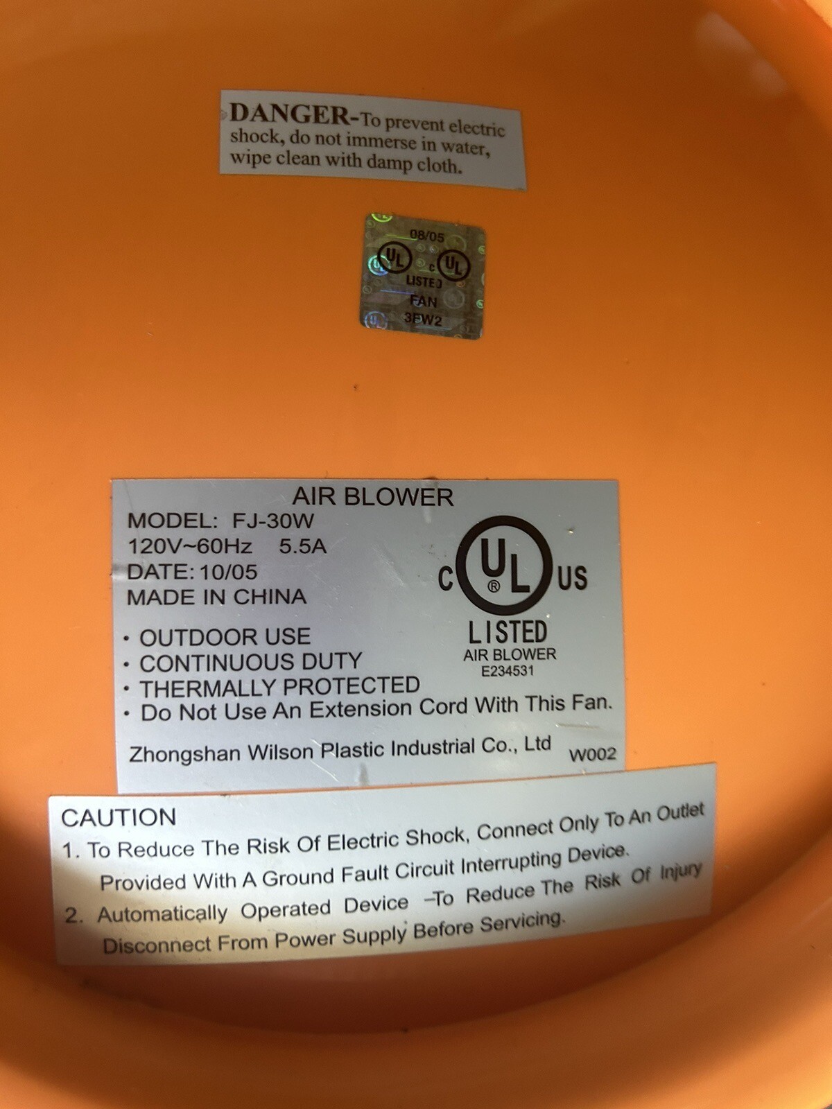 Jump House AIR BLOWER MODEL FJ30W INFLATABLE DECORATIONS OUTDOOR