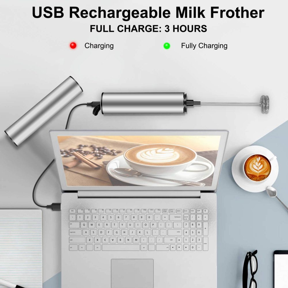Milk Frother USB Rechargeable Handheld Coffee Frother Chocolate