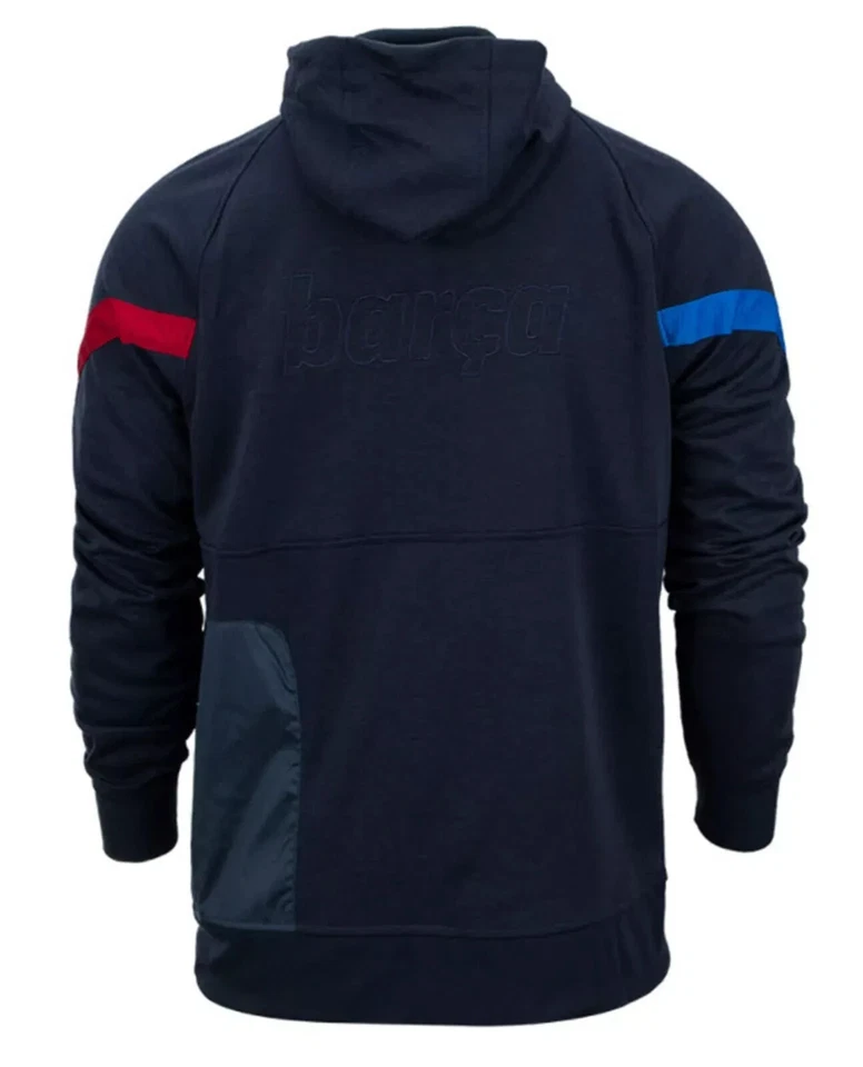Nike FCB Barcelona Dri Fit 1/2 Cremallera Sudadera con Capucha Viaje Fútbol Azul Marino Para Hombres Mediana CV9940 Foto 2 de 4
