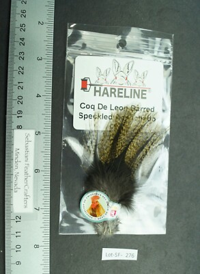 Hareline Coq De Leon Barred Speckled Aconchado Hackles Lot-SF 276