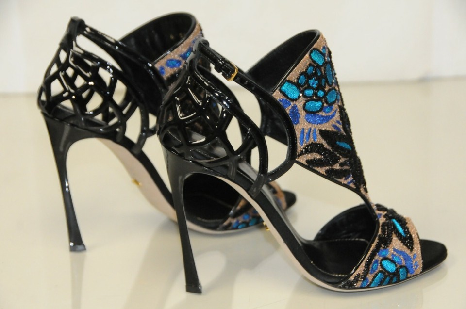 Sandales Sergio Rossi Fortuny Noir Verni Embellies Taille 39 - Neufes Avec Boîte, Talon Très Haut | Chaussures De Luxe Embellies