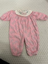 Osh Kosh Baby B'Gosh Vintage Pink Floral Bubble Romper One Piece Size 6-9 Month