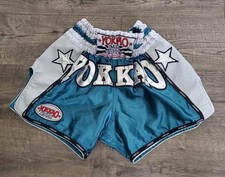Yokkao Boxing Shorts Short Mens Sz M Turquoise Embroidered Elastic Waist 