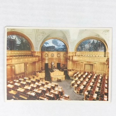 Vintage Riksdagshuset Lower Chamber Stockholm Sweden Postcard Ultra