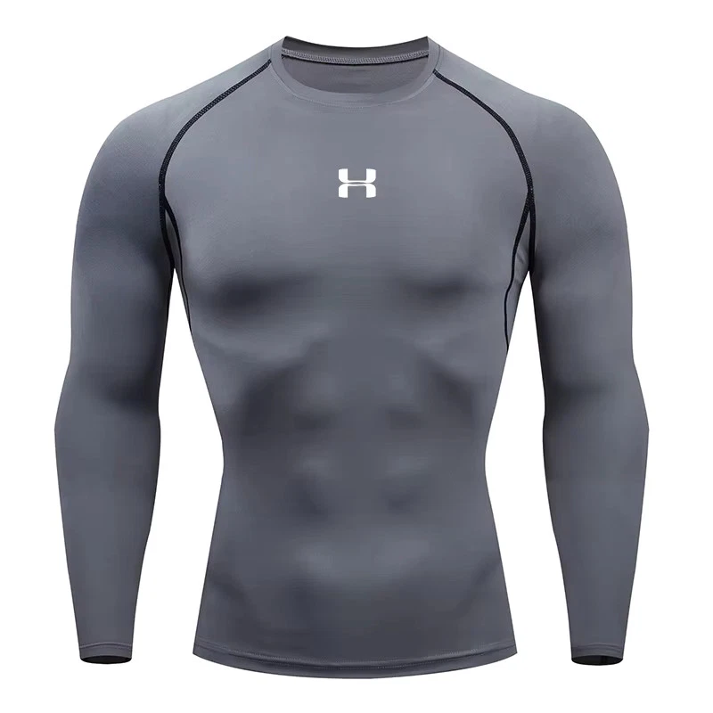 Men Running Compression T-shirt Long sleeves Sport Tees Gym Fitness Sweatshirt M - Image 2 of 4