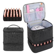 AGX Bravo Nail Polish Storage Organizer Double 30 Count Pack of 1 , PU Black