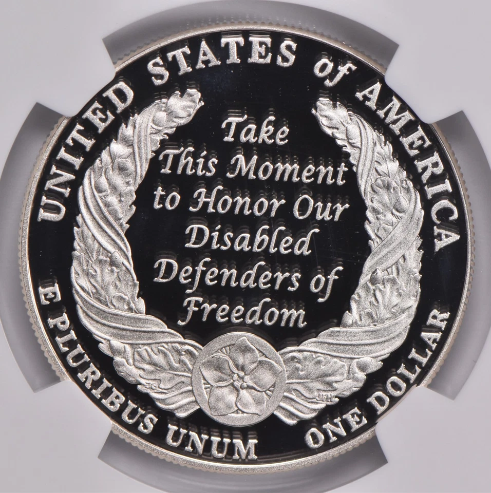 PF70 2010-W UCAM Disabled Veterans Commem. Silver Dollar $1 NGC Brown Lbl *6690 - Image 4 of 4