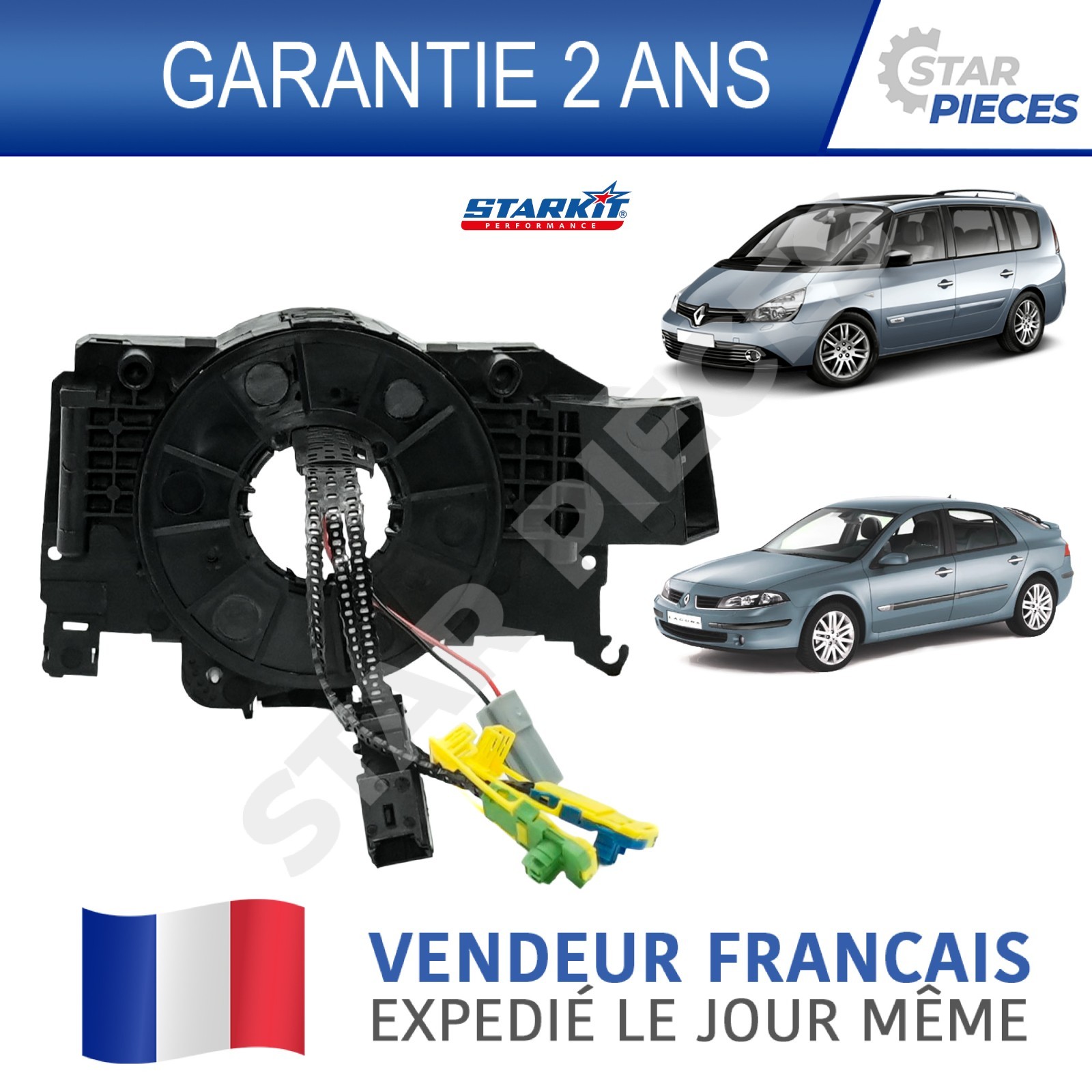 Contacteur tournant 7701048917, commodo ressort de volant pour Espace 4 et Laguna 2 essence diesel
