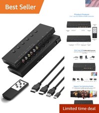 Sleek HDMI/AV Switcher - 4K Quality, Remote Control Support Wide Compatibility