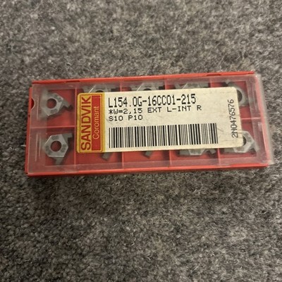 10 Stück Sandvik Hartmetall Gewindeeinsätze L154.0G-16CC01-215 S10P10 eingestellt NOS