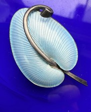 VINTAGE designer VB VOLMER BAHNER DENMARK Sterling Silver ENAMEL LEAF BROOCH